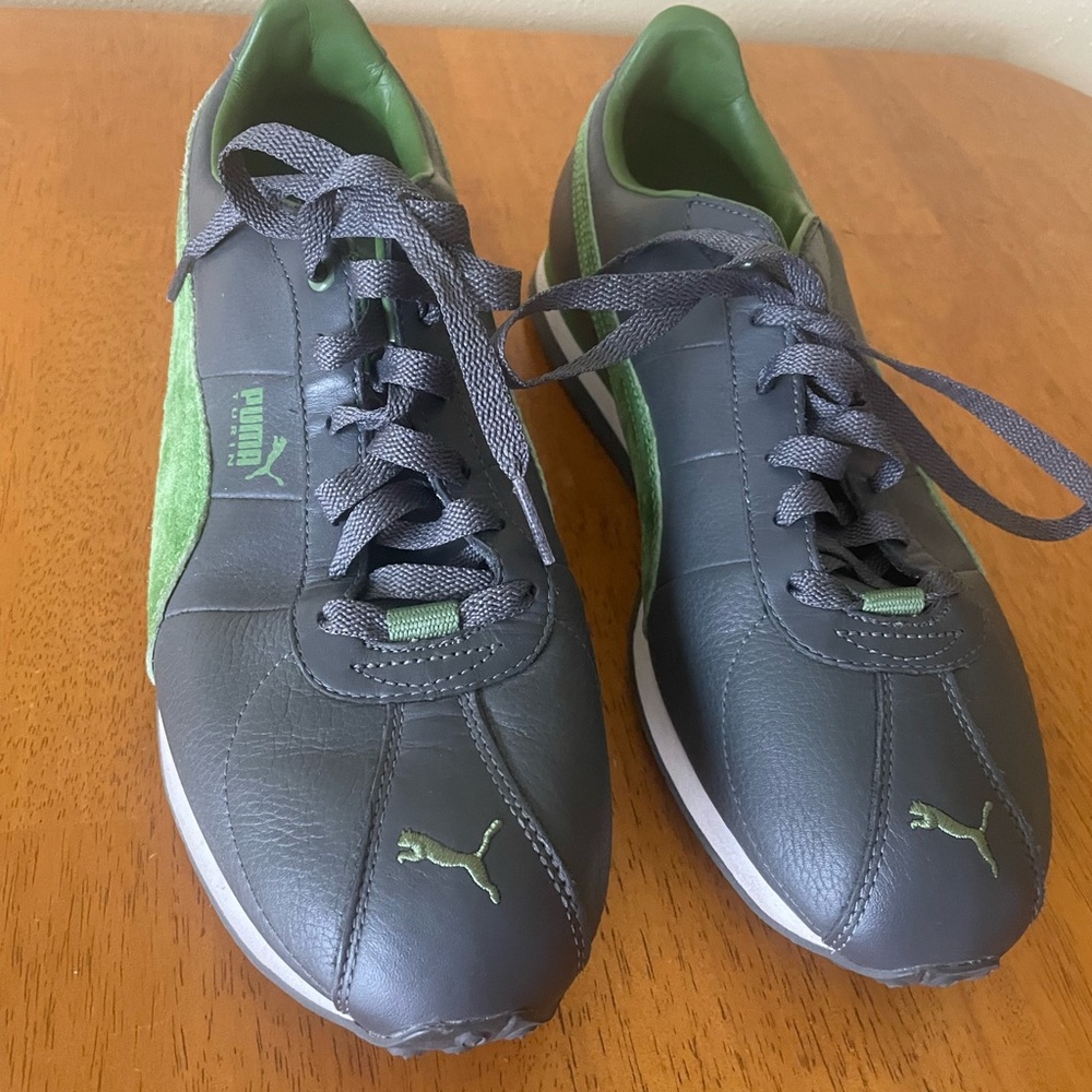 Puma Men's Gray and Green Sneakers 9.5 men's runners joggers casual